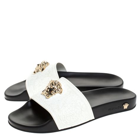 versace medusa white slides|Versace Medusa head sneakers.